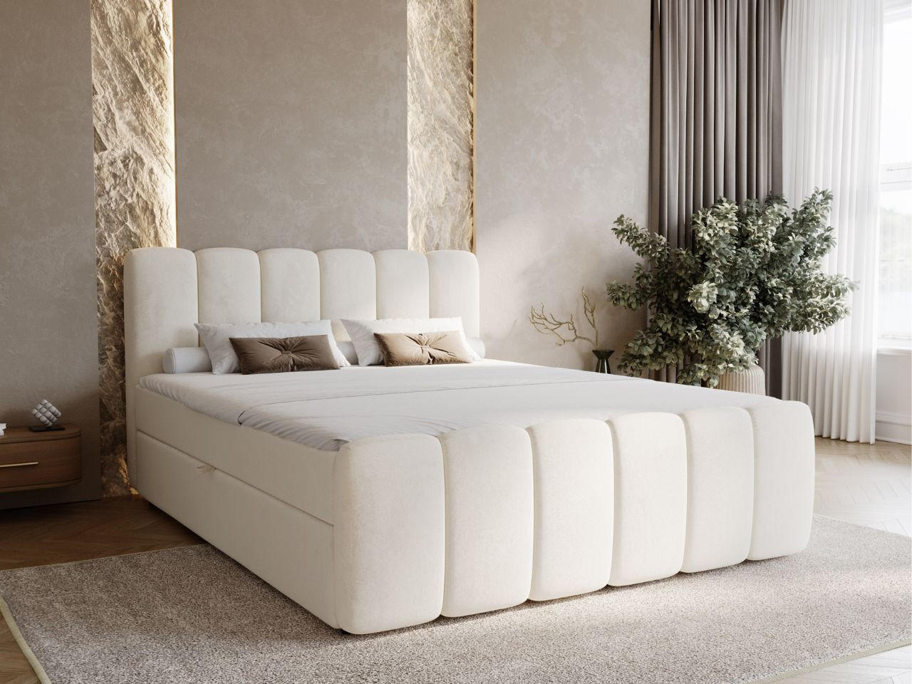 BOXBETT Cloud 180x200 Beige - Beige, Holz/Textil (180/200cm) - Graingold