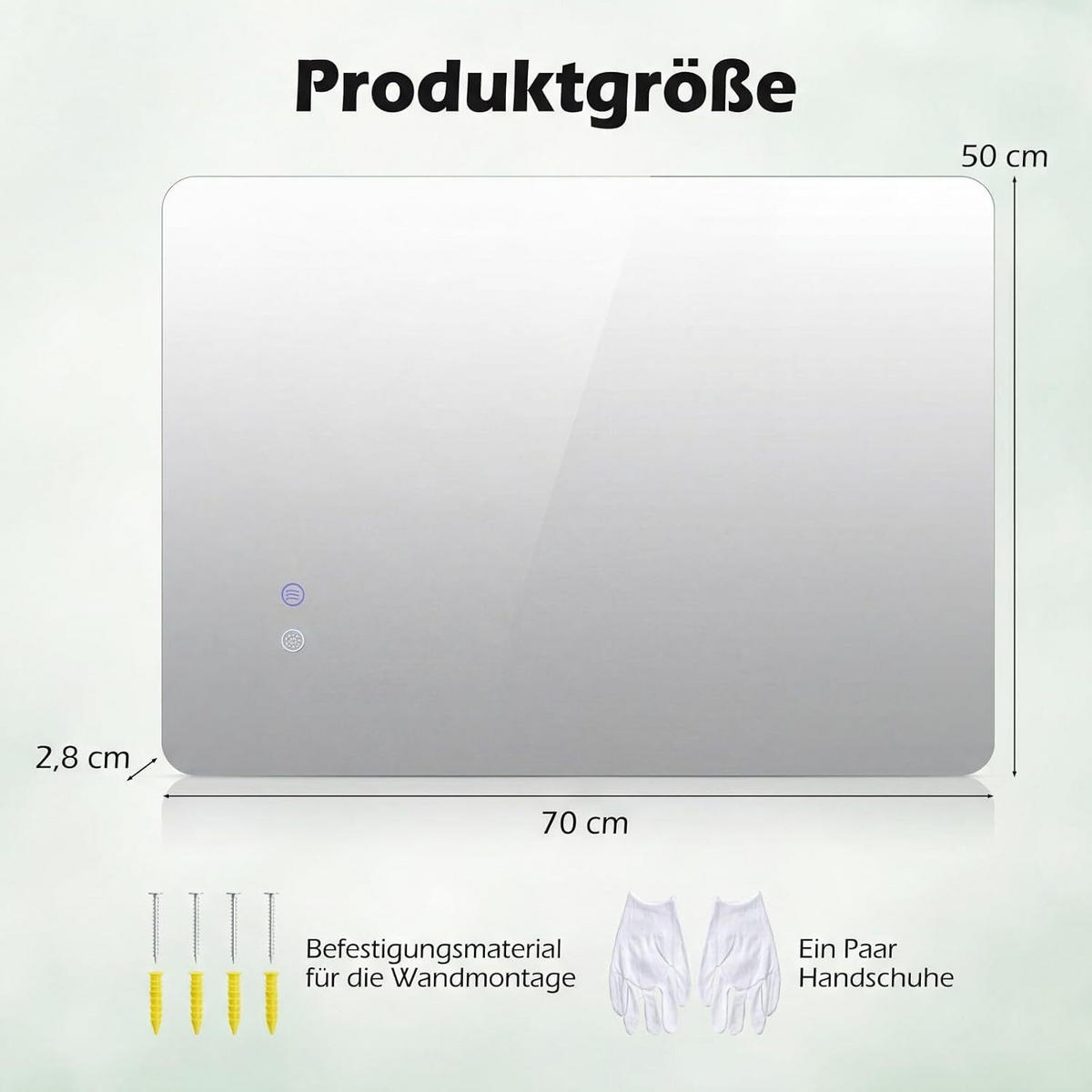 BADEZIMMERSPIEGEL rechteck silber - Silberfarben, Glas (70/50/2.8cm) - COSTWAY