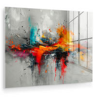 OBRAZ NA AKRYLOVOM SKLE Moderné umenie - Oranžová - Sivá - Abstraktné 80x60 cm - svetlosivá, sklo (80/60cm) - MuchoWow