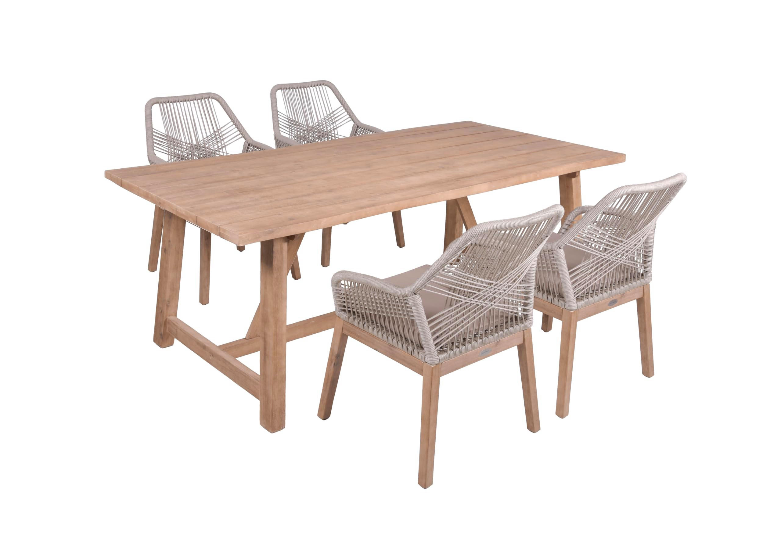 GARTEN-SITZGRUPPE Peer 5-teilig Gartenmöbel-Set - Hellbraun, Holz - DELUKE