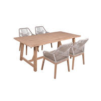 GARTEN-SITZGRUPPE Peer 5-teilig Gartenmöbel-Set - Hellbraun, Holz - DELUKE