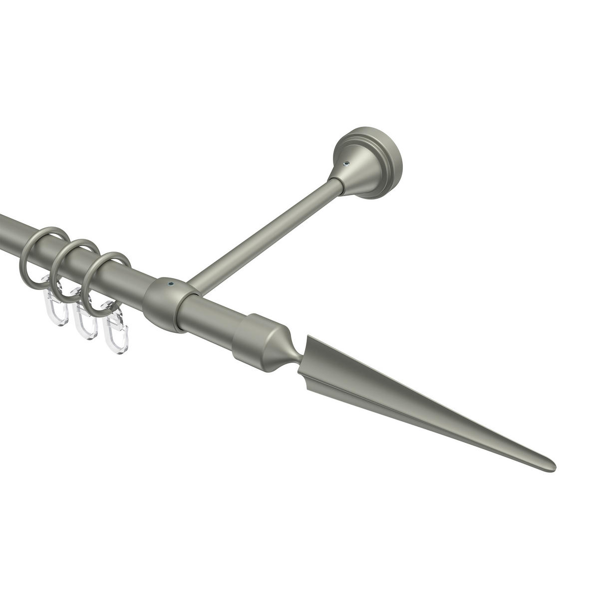 GARDINENSTANGE Primus Lorenzo 160 cm, 1-läufig, 16 mm Ø Chrom matt - Chromfarben/Nickelfarben, Metall (160cm) - INTERDECO