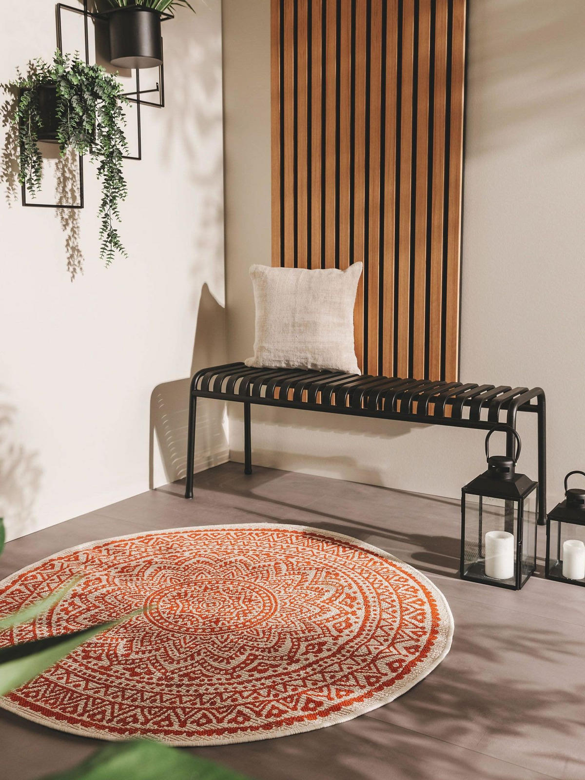 VNITŘNÍ a venkovní koberec Cleo Oranžová ø 150 cm kulatý - pomerančová, plast/umělá hmota (150/1cm) - KUNSTLOFT