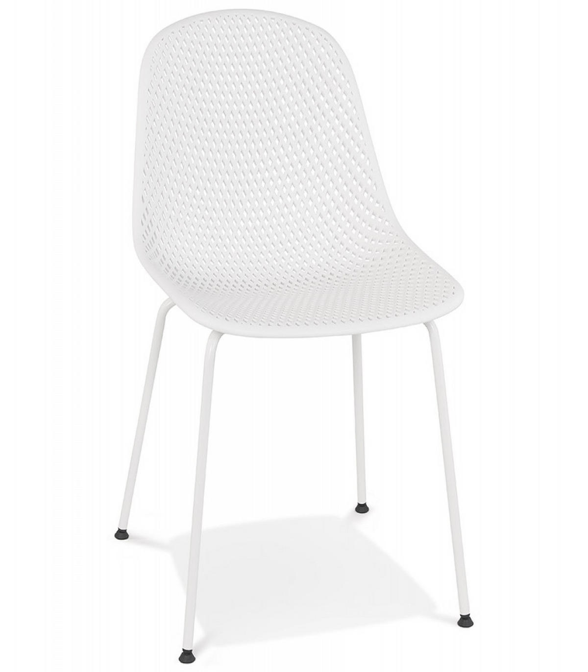 STUHL Kunststoff perforiert Indoor & Outdoor, Weiß 58,5x46,5x82,5 cm - Weiß, Kunststoff/Metall (59/83/47cm) - KADIMA DESIGN