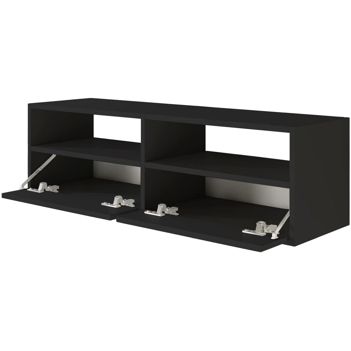 TV-LOWBOARD Framme hängend, 2 Klappen und Ablagen, Schwarz, 100/30/30 cm - Schwarz, Holzwerkstoff (100.6/30/30cm) - Selsey