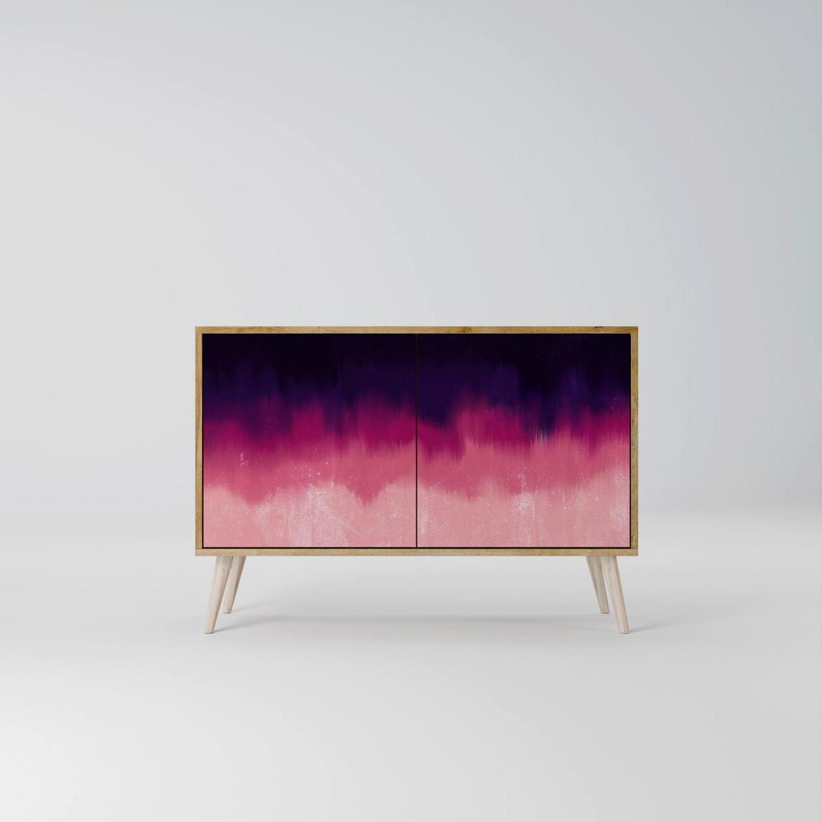 SIDEBOARD AURORA BOREALIS, Eicheneffekt, 111x42x77,5 cm, 2 Türen - Eichefarben/Buchefarben, Holzwerkstoff/Buchenholz (111/77.5/42cm) - SpaceRebels