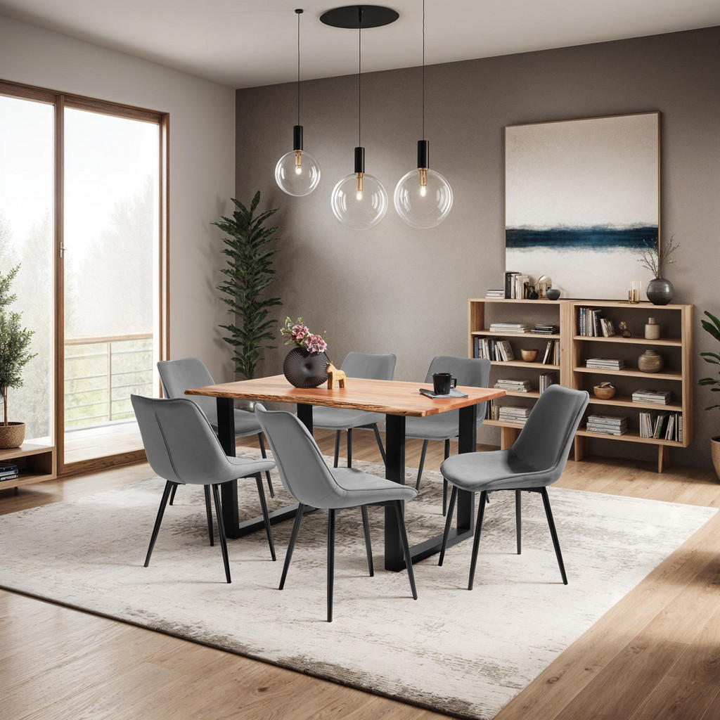 Thumbnail - tectake Stuhl, Grau, Textil, Pappel, 48x82.5x59 cm, Esszimmer, Stühle, Esszimmerstühle, Vierfußstühle