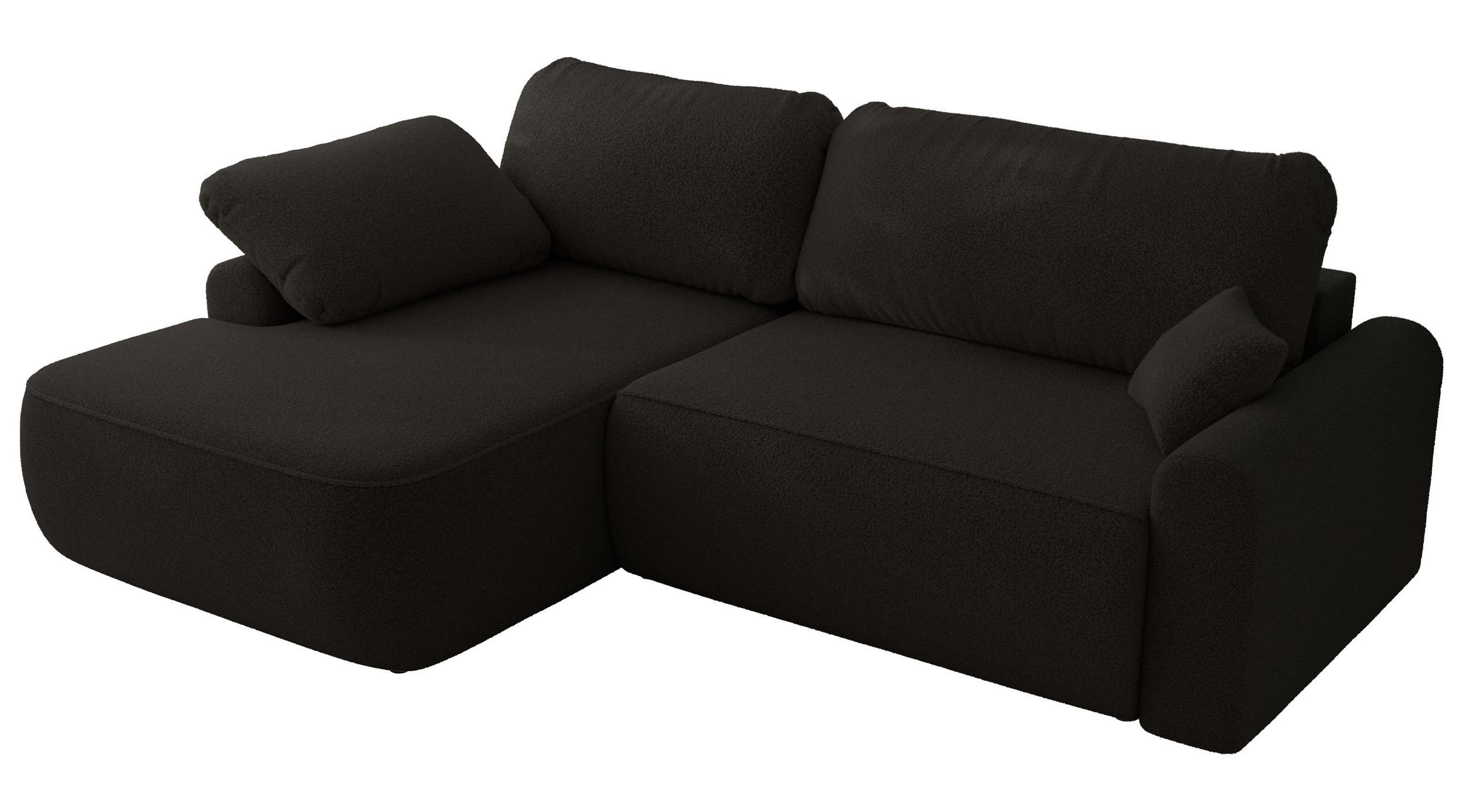 ECKSCHLAFSOFA CUBO L Schwarz Boucle - links - Schwarz, Kunststoff/Textil (273/187cm) - MKS
