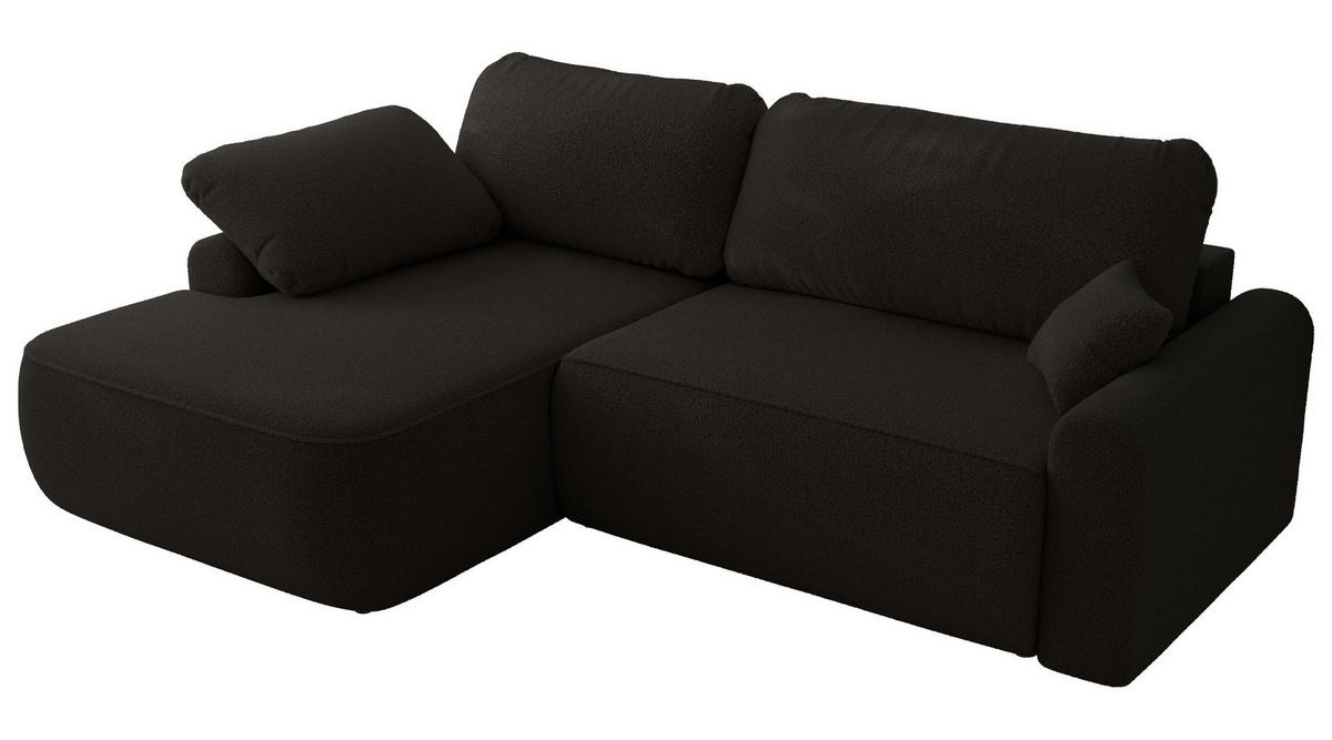 ECKSCHLAFSOFA CUBO L Schwarz Boucle - links - Schwarz, Kunststoff/Textil (273/187cm) - MKS