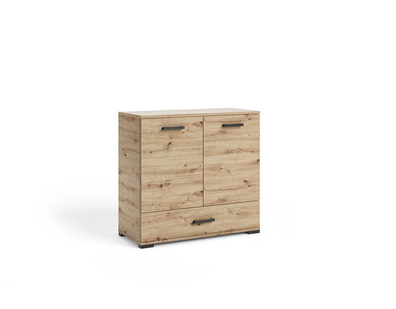KOMMODE ALBANO 90/83/40cm mit 1 Schubladen 2 Türen Eiche Artisan - Eiche Artisan, Holzwerkstoff (90/83/40cm) - MASSENO