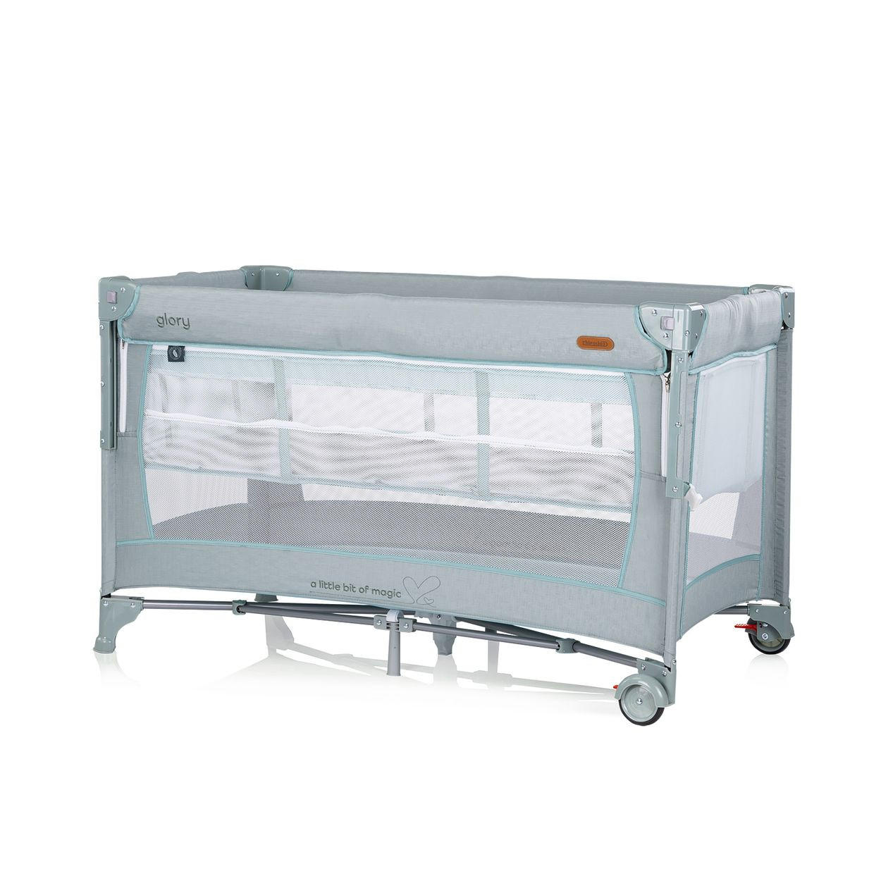 REISEBETT Glory 2 Ebenen türkis Matratze Räder zusammenklappbar Tragetasche - Türkis, Kunststoff (60/120cm) - Chipolino