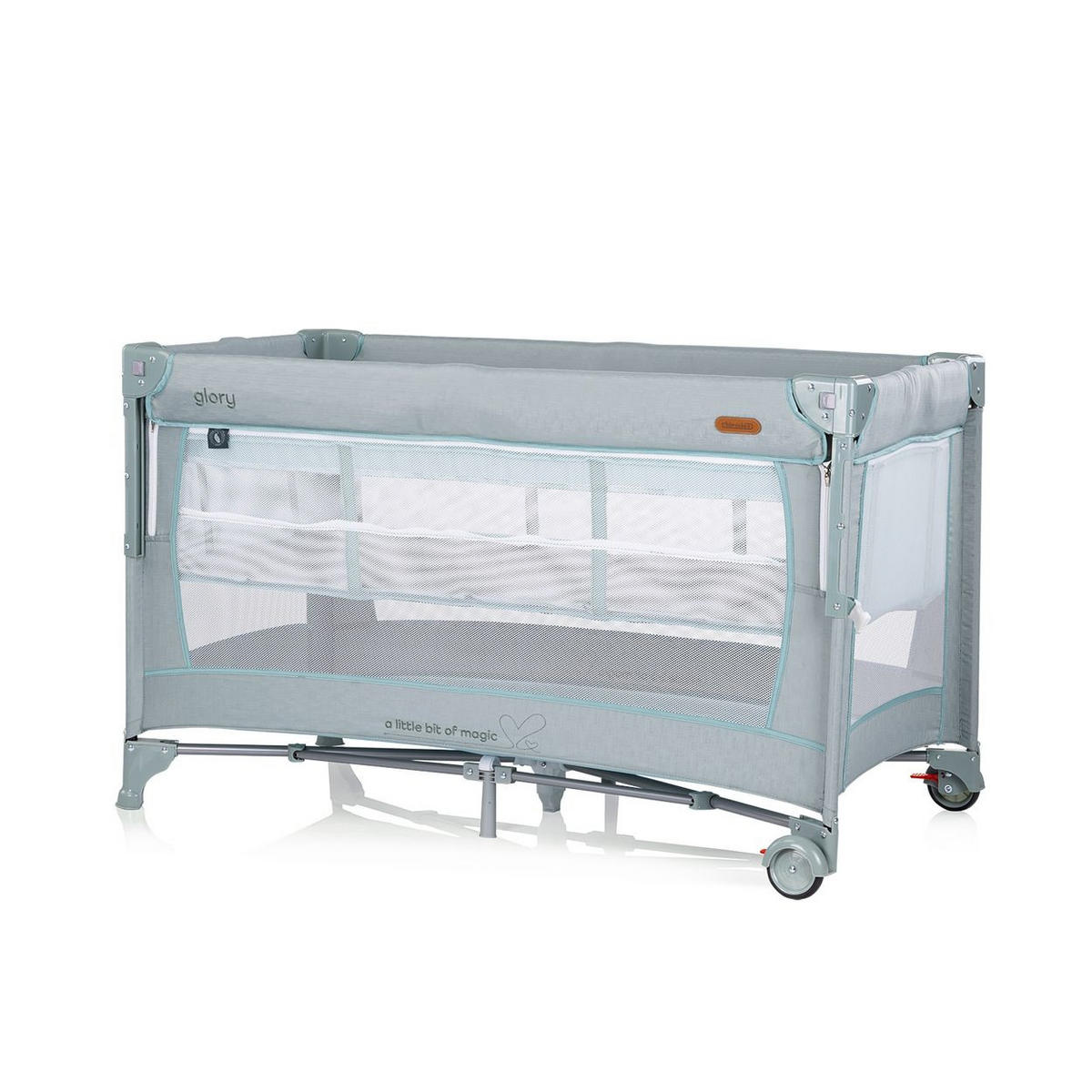 REISEBETT Glory 2 Ebenen türkis Matratze Räder zusammenklappbar Tragetasche - Türkis, Kunststoff (60/120cm) - Chipolino