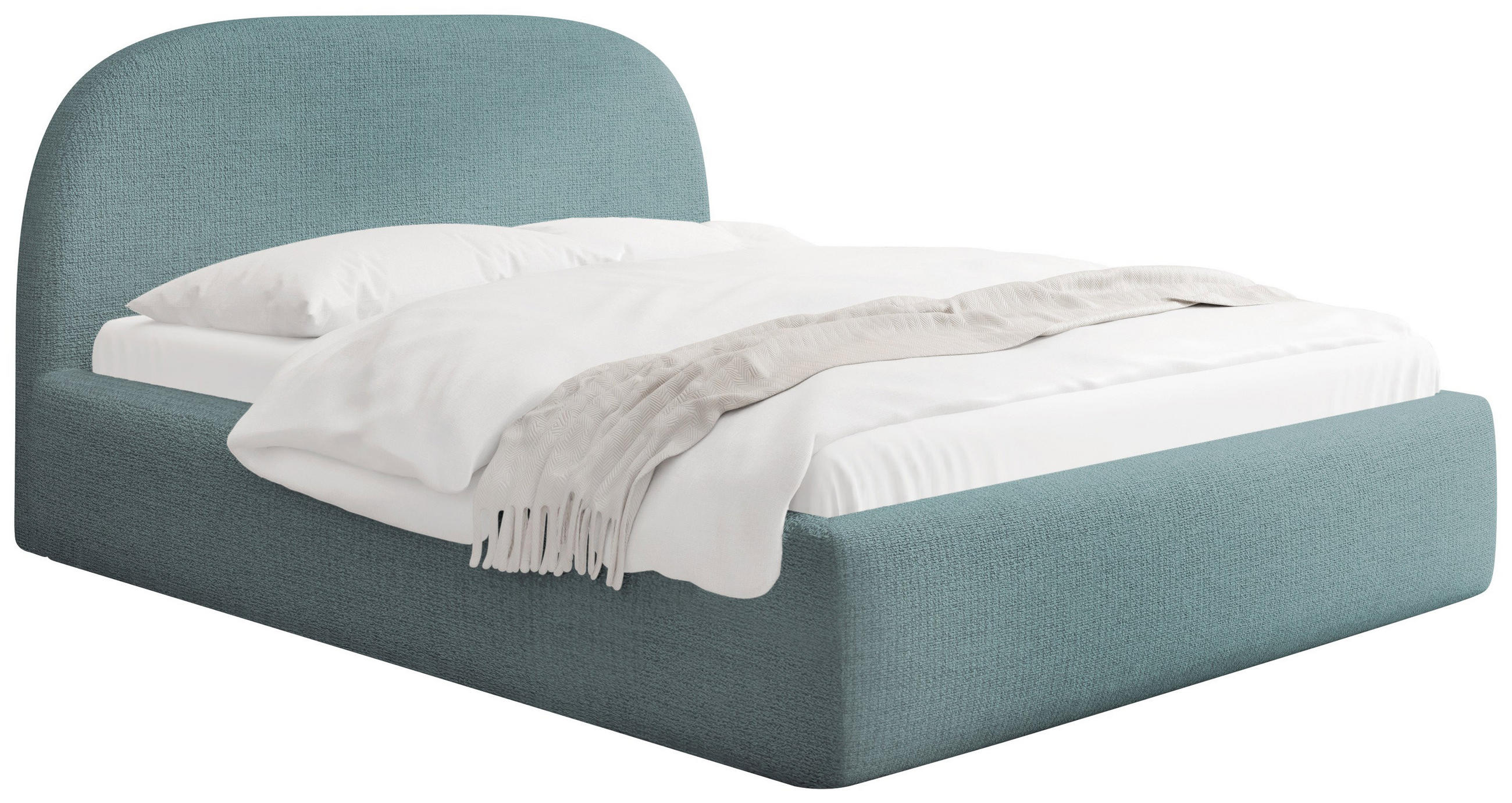 POLSTERBETT Puro mit Bettkasten & Metall-Lattenrost in Türkis Chenille 120x200 cm - Türkis/Blau, Kunststoff/Textil (120/200cm) - WFL GROUP