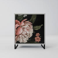 SIDEBOARD LUSH ELEGANCE, Grau, 57,5x42x67,5 cm, Schwarze Metall-Rahmenfüße - Multicolor/Schwarz, Holzwerkstoff/Metall (57.5/67.5/42cm) - SpaceRebels