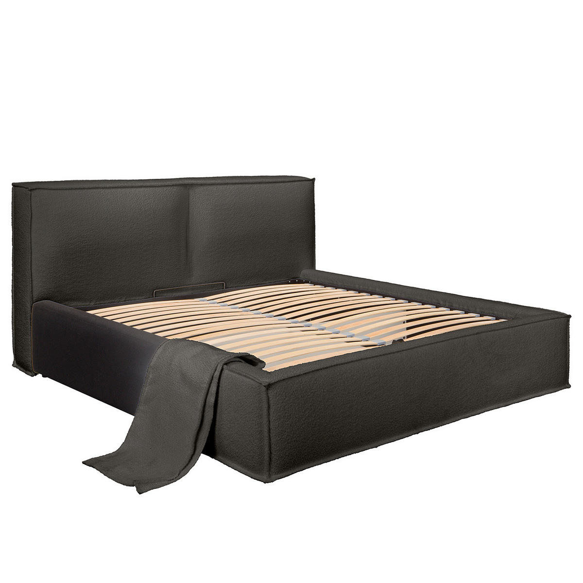 POLSTERBETT - Anthrazit, Textil (140/200cm) - home24