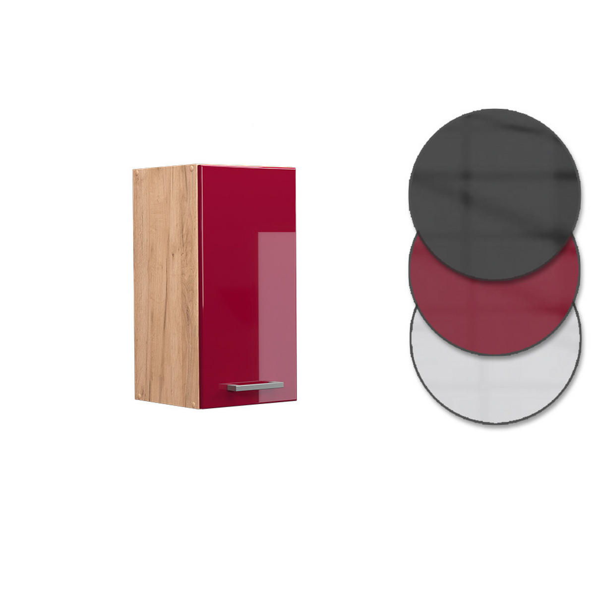 HÄNGESCHRANK R-Line Rot Hochglanz 30 cm - Honigeiche/Eiche Wotan, Holzwerkstoff (30/60/31cm) - Vicco