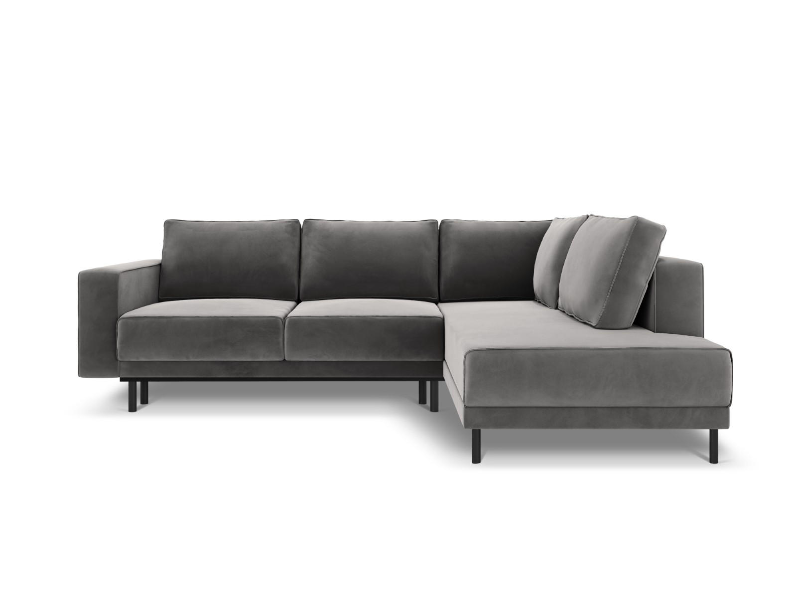AUSKLAPPBARES-ECKSOFA rechts Caro aus Samt hellgrau 5 Sitzplätze - Hellgrau, Textil (187/247cm) - Micadoni