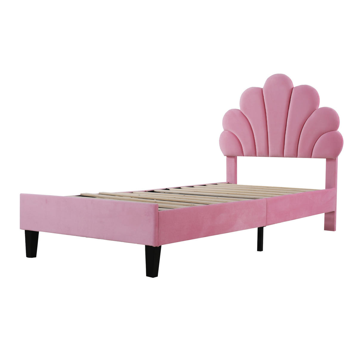 POLSTERBETT 90/200 cm Rosa aus Samtstoff mit Lattenrost - Rosa, Textil (90/200cm) - OKMYHOME