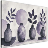LEINWANDBILD Vasen Blätter Aquarell Violett 90x60cm - Lila, Textil (90/60cm) - Feeby