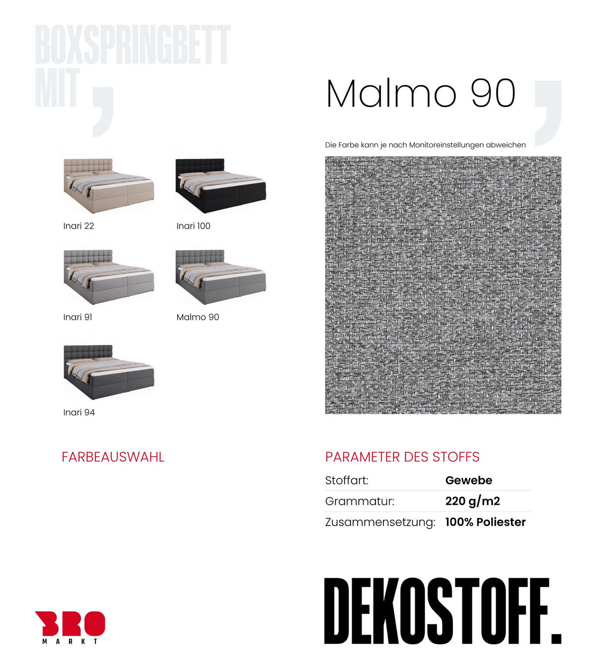 BOXBETT Dakota mit Topper 180/200 Hellgrau - Hellgrau, Textil (180/200cm) - Bromarkt