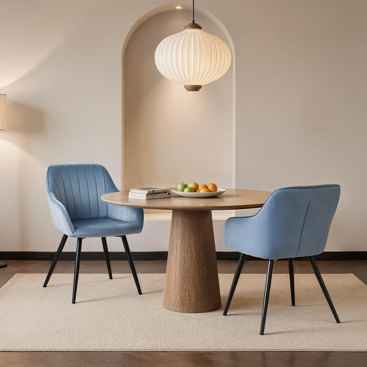 ARMLEHNSTUHL-SET 4 Stück in Samt(YZ5) - Dunkelblau, Textil (58/81/63cm) - HOMAVO