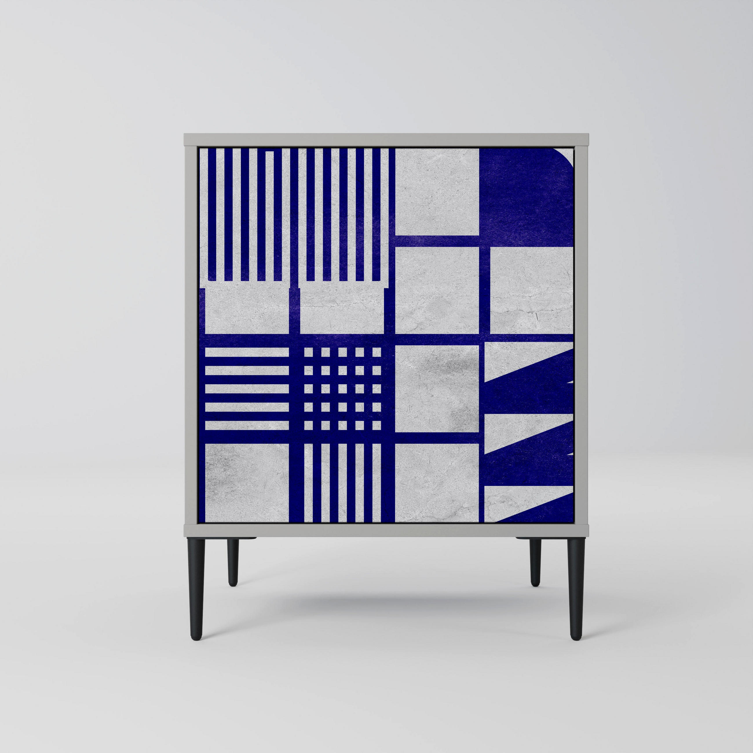 SIDEBOARD THE RIGHT PLACES, Grau, 57,5x42x72,5 cm, Schwarze Metallfüße - Multicolor/Schwarz, Holzwerkstoff/Metall (57.5/72.5/42cm) - SpaceRebels
