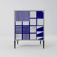 SIDEBOARD THE RIGHT PLACES, Grau, 57,5x42x72,5 cm, Schwarze Metallfüße - Multicolor/Schwarz, Holzwerkstoff/Metall (57.5/72.5/42cm) - SpaceRebels