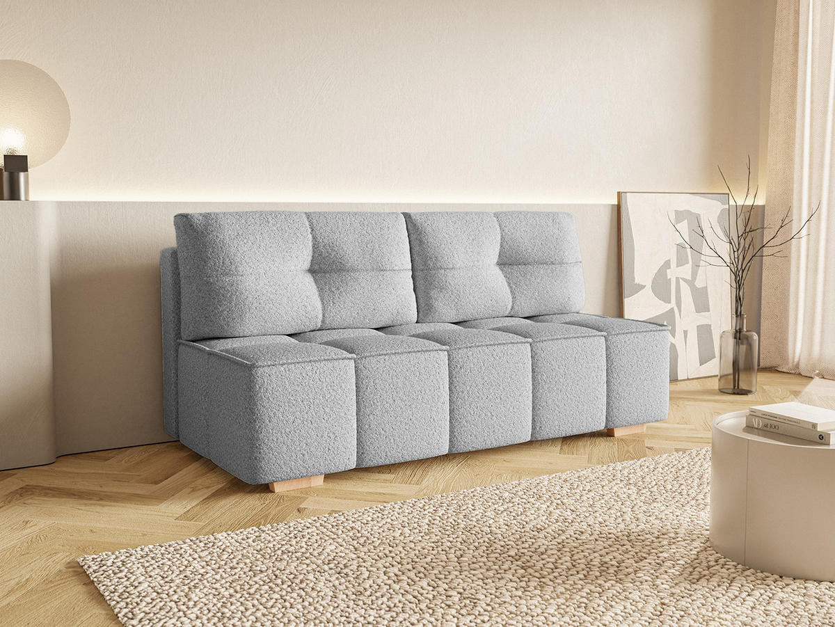 SOFA Miia mit Schlaffunktion, Hellgrau - Hellgrau, Textil (196/90/85cm) - Fedve