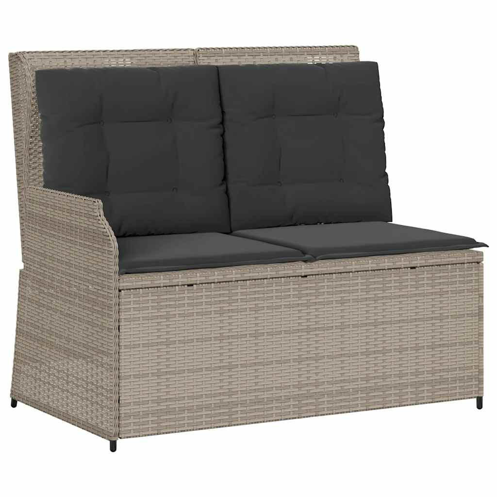 GARTENBANK Verstellbar mit Kissen Hellgrau Poly Rattan - Grau, Kunststoff (95/95/110cm)