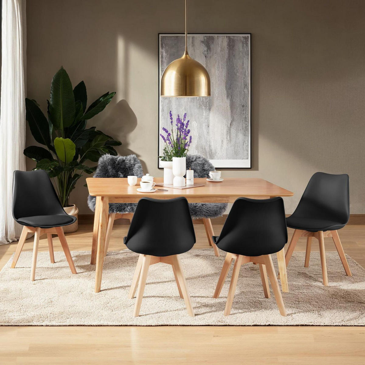 ESSZIMMERSTUHL 4er Set Frederikke,49 x 56 x 82,5 cm,schwarz - Schwarz, Textil (49/82/53cm) - tectake