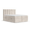 BOXBETT Sansa Hellbeige 160/200 cm mit Taschenmatratze und Topper - Beige/Schwarz, Holz/Holzwerkstoff (160/200cm) - Maison de Reve