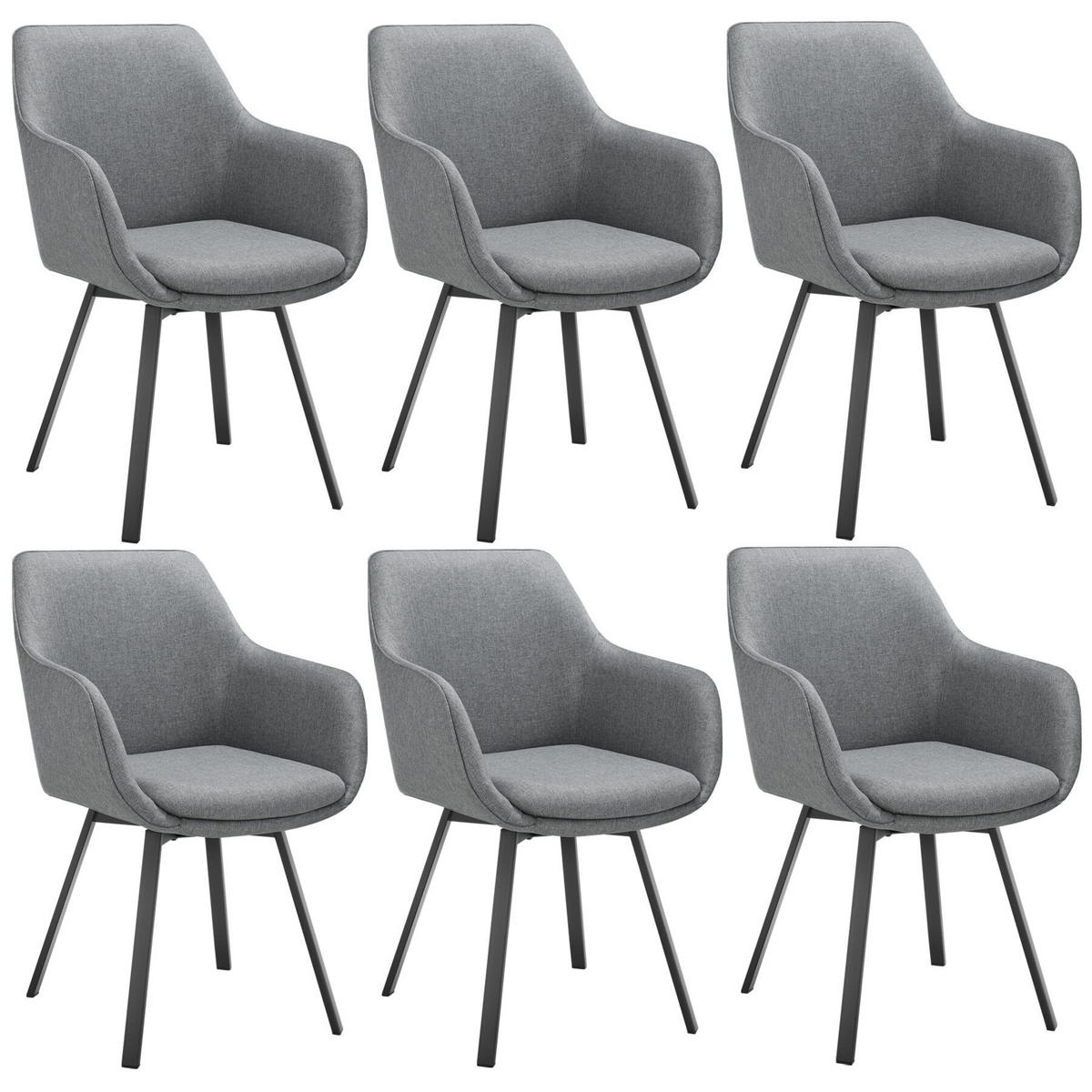 ARMLEHNSTUHL Drehbarer 6er Set Alicon 57 x 59 x 88 cm anthrazit - Anthrazit, Textil (57/88/59cm) - tectake