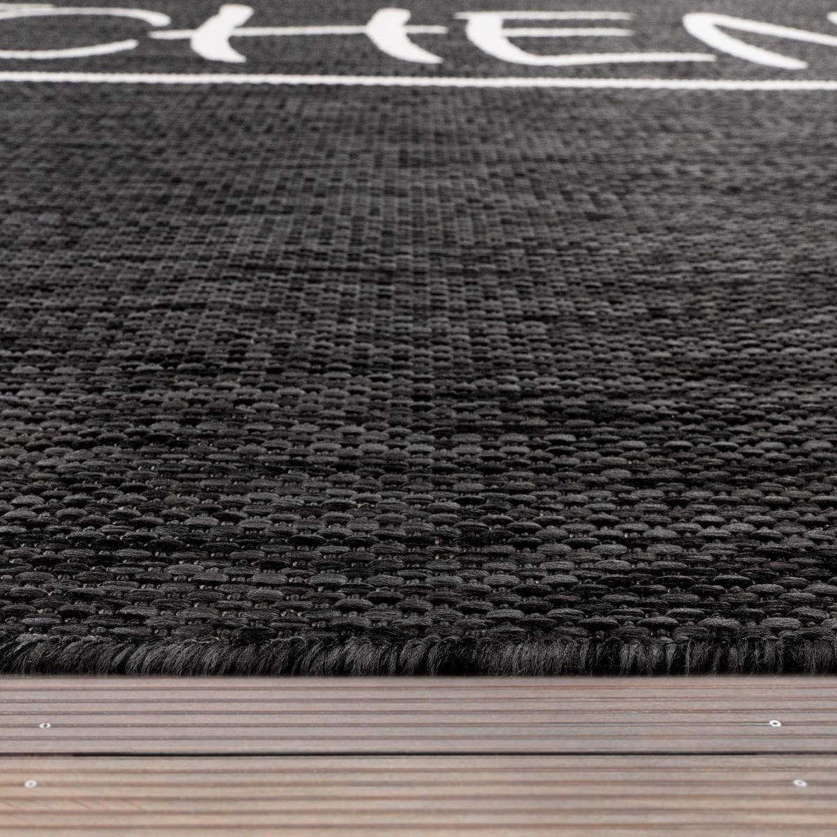 FLACHWEBTEPPICH, mit Schriftzug, aus Polypropylen, Anthrazit, 60 x 100 cm - Anthrazit, Textil (60/100cm) - KADIMA DESIGN