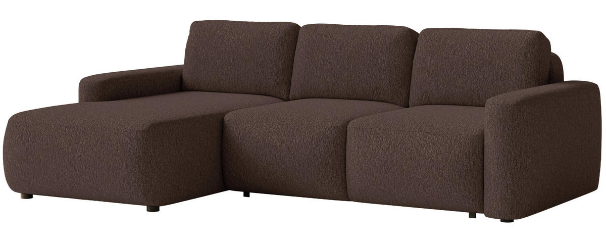 ECKSOFA Carnos Mini Braun Chenille - Schwarz/Braun, Kunststoff/Textil (238/164cm) - Selsey