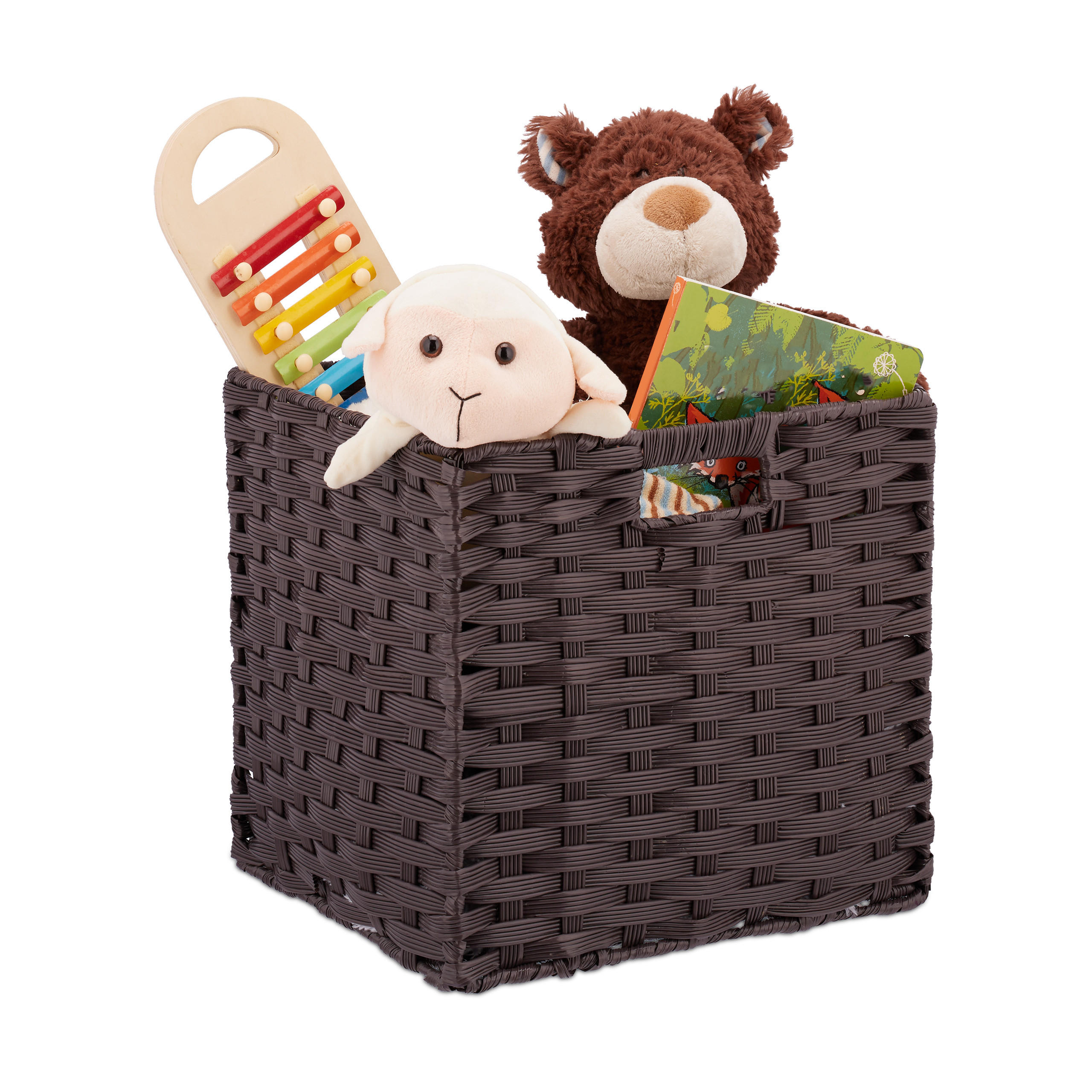 AUFBEWAHRUNGSKORB - Braun, Kunststoff/Metall (32/31/30cm) - Relaxdays