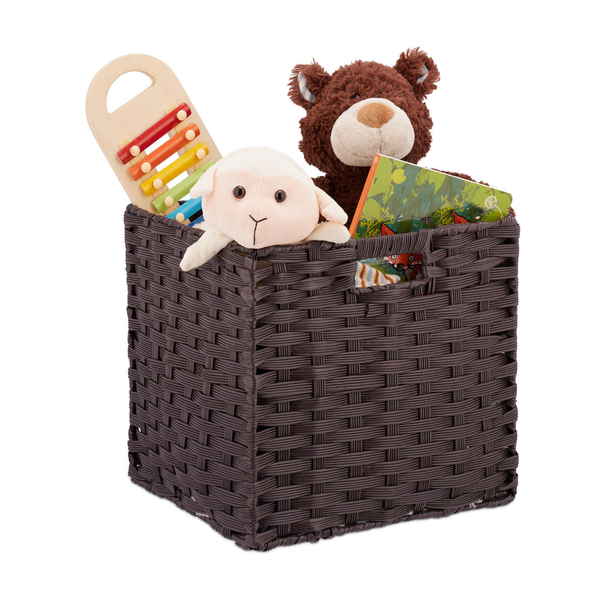 AUFBEWAHRUNGSKORB - Braun, Kunststoff/Metall (32/31/30cm) - Relaxdays