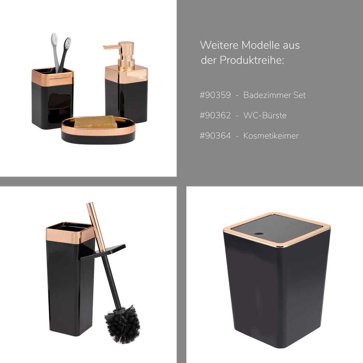 WC-GARNITUR SAVONA, schwarz - Schwarz, Kunststoff (9.5/37/9.5cm) - bremermann