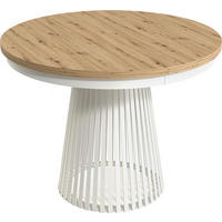ESSTISCH Scala runder ausziehbarer, Hellbraun 100-180/100/75 cm - Weiß/Eiche Artisan, Holzwerkstoff/Metall (100/100/75cm) - WFL GROUP