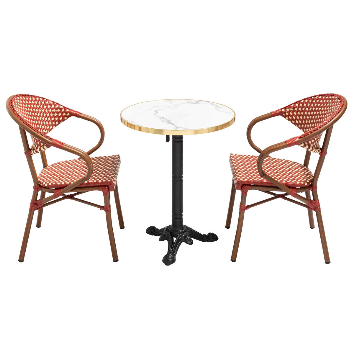 GARTENSET 3-tlg., Weiß - Rot, Holzwerkstoff - Oviala