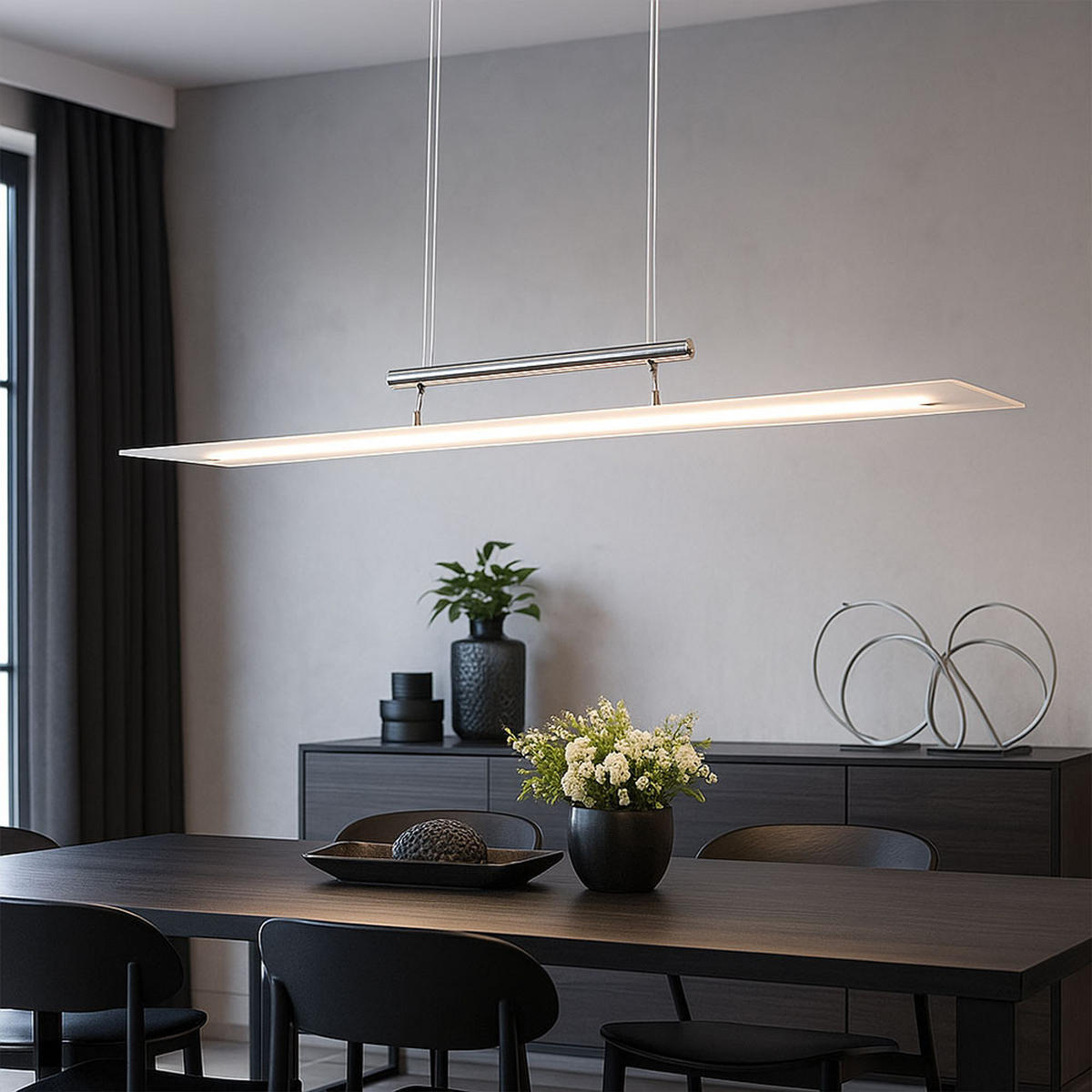 LED HÄNGELEUCHTE Chrom Silber satiniert - Silberfarben, Metall (98.5/9.8/160cm)