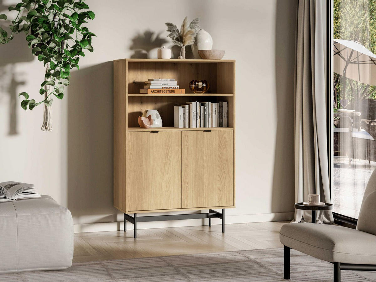 KOMMODE – 92 cm – Reynos – Schwarz / Eichefarben - Eichefarben/Schwarz, Holzwerkstoff (92/140/40cm) - hi-markt