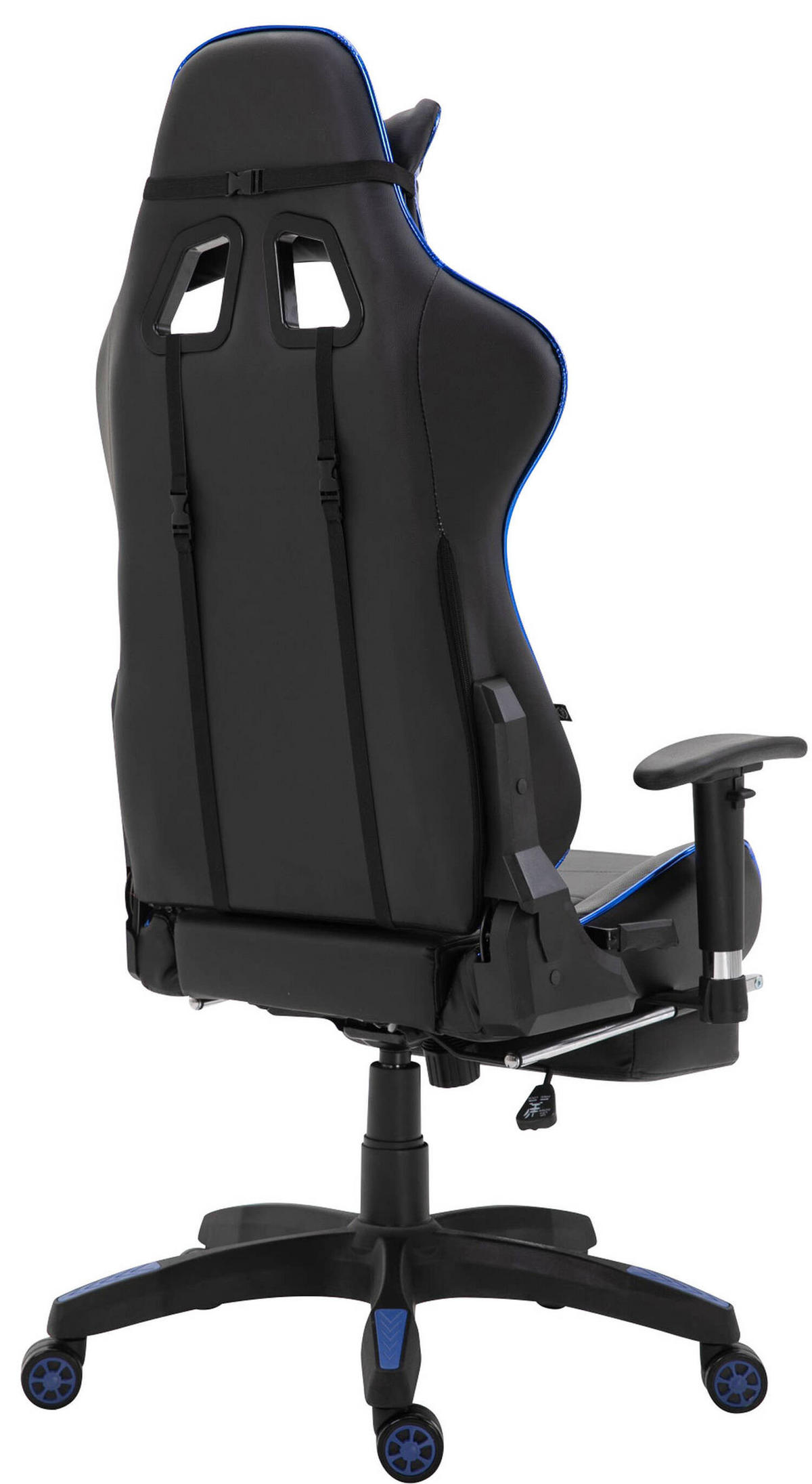 BÜROSTUHL Racing Turbine mit Fußablage glanz, Schwarz/Blau - Blau, Kunststoff/Textil (67/142/58cm) - TPFLiving