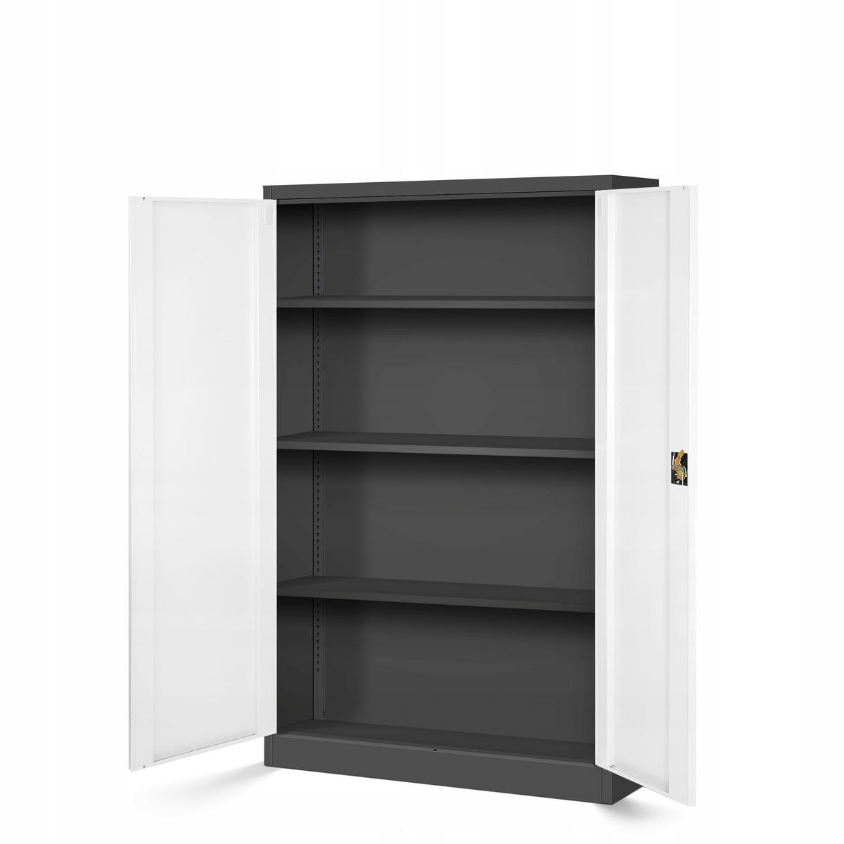 BÜROSCHRANK KEVIN - Anthrazit/Weiß, Metall (90/140/40cm) - Jan Nowak