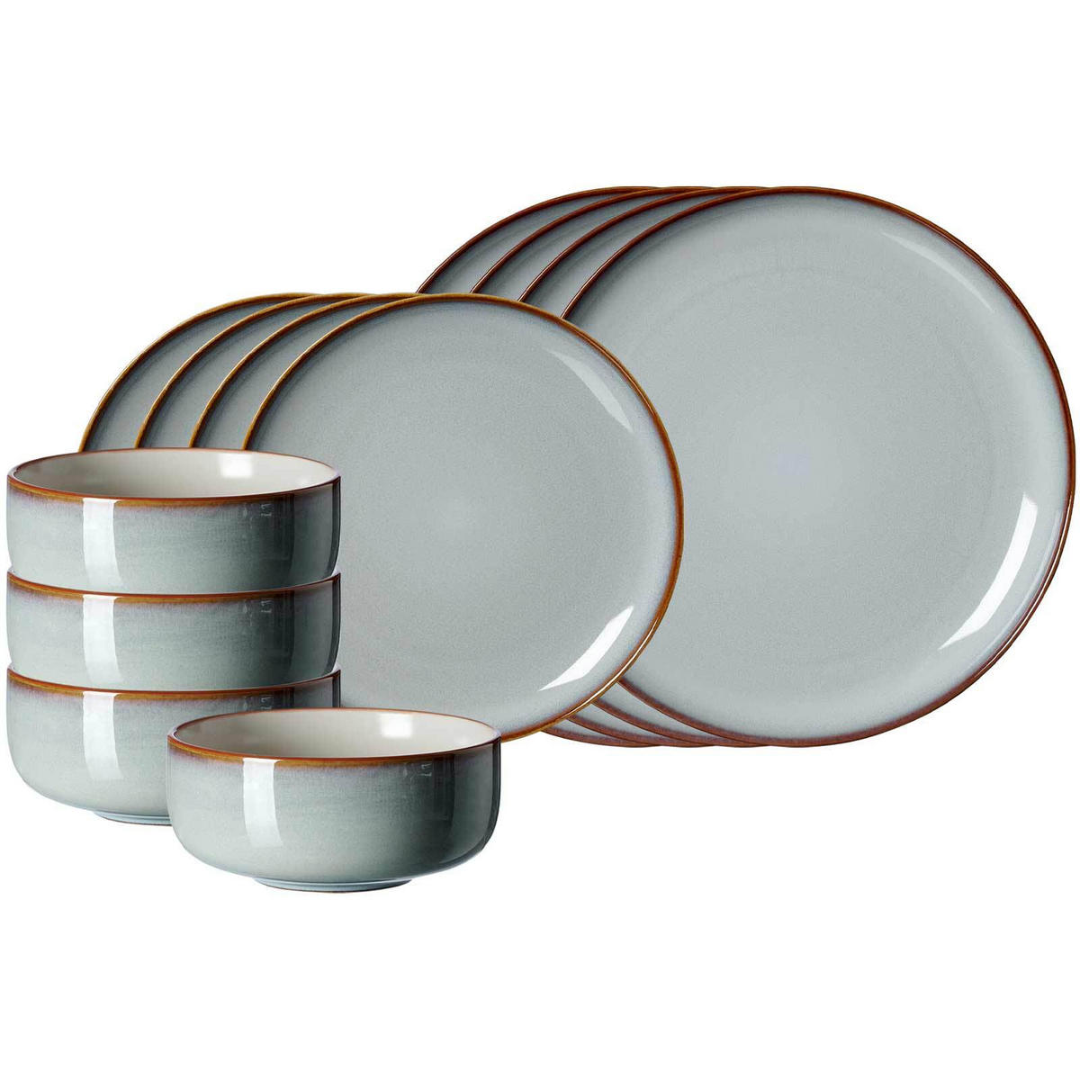 BASIC-SET Portofino grau 12er Set - Grau, Keramik (1/1/1cm) - Ritzenhoff Breker