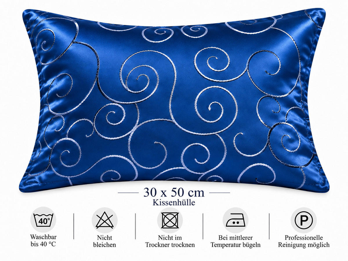 KISSENBEZUG 30x50 cm Königsblau Damast Circle - Blau, Textil (30/50cm) - TiborTex