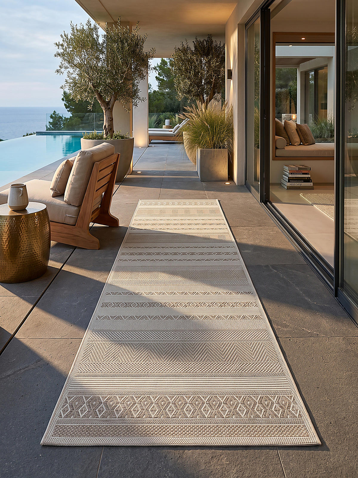 TEPPICH Flachgewebe ESERA Gestreift Polypropylen Beige 80 x 150 cm - Beige, Textil (80/150cm) - KADIMA DESIGN
