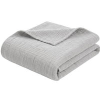 WOHNDECKE Musselin 150 x 200 cm, Leichte Kuscheldecke aus 100% Baumwolle - Nutzbar als Tagesdecke, Plaid oder Decke für Sofa, Couch & Bett - Grau - Grau, Textil (150/200cm) - Carpe Sonno