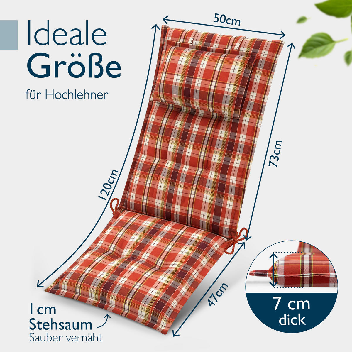 HOCHLEHNER Highlux HL 120x52x7cm Orange-Rot-Grün-Kariert (7tlg) - Grün, Textil (52/120cm) - Beautissu 