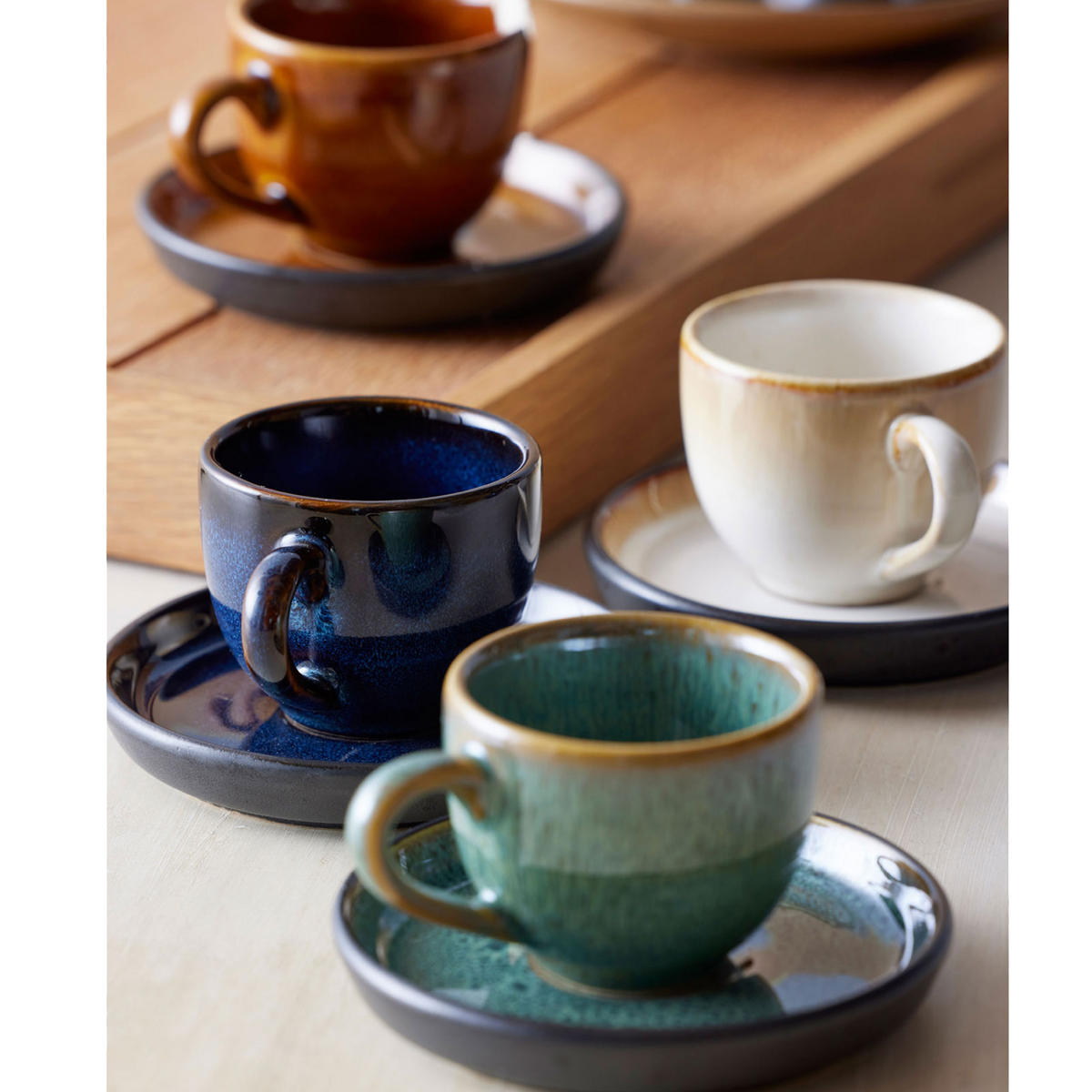 ESPRESSOTASSE mit Untertasse 7 cl Dunkelblau/Schwarz - Blau, Keramik (0.7L) - Bitz