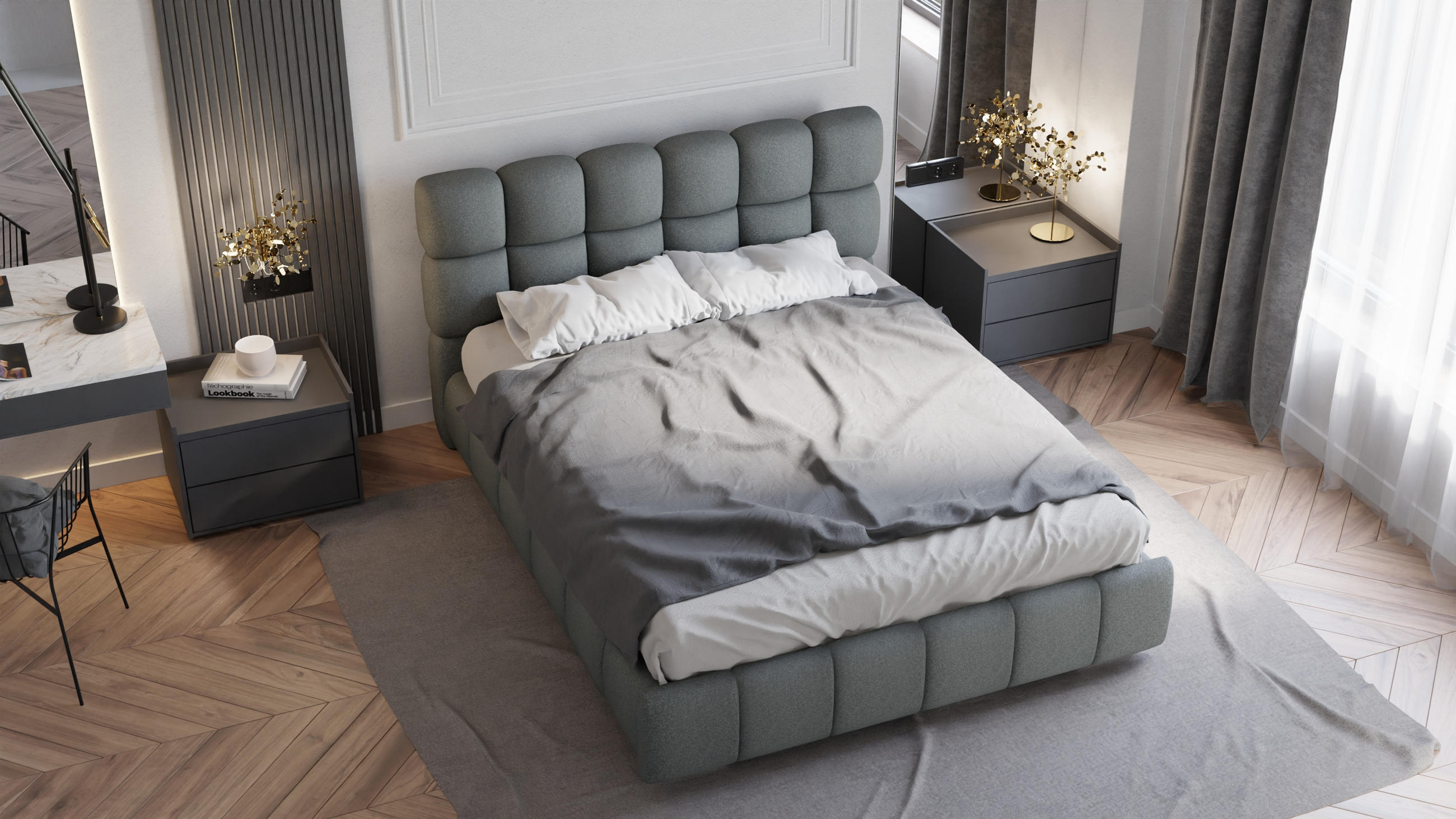 POLSTERBETT Bliss 160 x 200 cm mit Bettkasten und Lattenrost ohne matratze - dunkelgrau - Dunkelgrau, Holz (160/200cm) - Panda Möbel